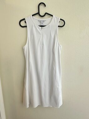 Athleta White Sleeveless Zip-Front Mini Dress